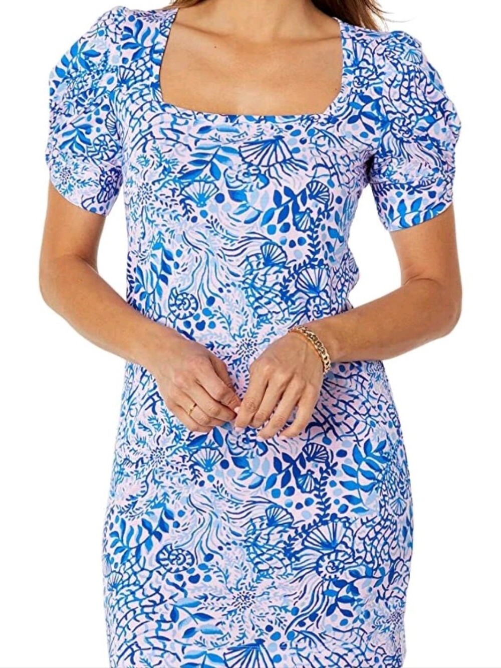 Lilly Pulitzer Haydn Blue & White Botanical Print Dress